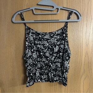 SO Black and White Smocked Crop Camisole